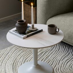 Rackhams Malta Ceramic Round Coffee Table in White 60x45cm - 1 - White - White - thumbnail 3