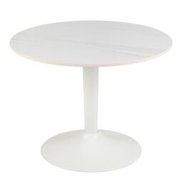 Rackhams Malta Ceramic Round Coffee Table in White 60x45cm - 1 - White - White - thumbnail 1