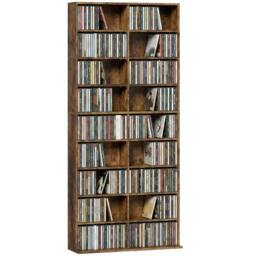 Rackhams 640 CD Storage Unit 360 DVD Storage Tower w/ 18 Compartments Rustic Brown - Freestanding - Modern - 78.5 - thumbnail 2