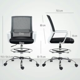 Rackhams Draughtsman Chair, Mesh Ergonomic Drafting Chair, Black - Black - Yes - Draughtsman Chair - thumbnail 6