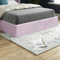 Rackhams Nuno Straight Winged Upholstered Soft Velvet Bed Frame - Pink - Silver - Small single - thumbnail 4