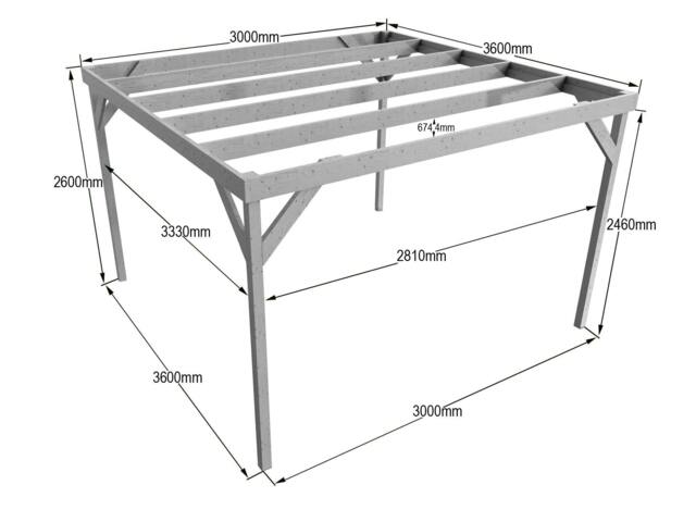 Rackhams Box Wooden Garden Pergola Kit - Natural (Light Green) - 3m x 3.6m - image 1