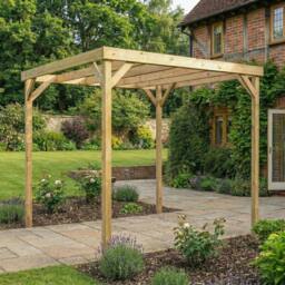 Rackhams Box Wooden Garden Pergola Kit - Natural (Light Green) - 3m x 3.6m - thumbnail 6