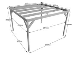 Rackhams Box Wooden Garden Pergola Kit - Natural (Light Green) - 3m x 3.6m