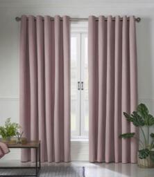 Rackhams Linen Look Ring Top Blackout Curtains - Pink - 229cm width x 137cm drop