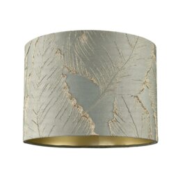 Rackhams Dusty Silver Jacquard Cotton Lamp Shade with Gold Leaf Foil Leaves