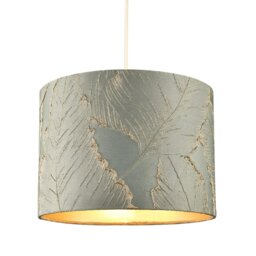 Rackhams Dusty Silver Jacquard Cotton Lamp Shade with Gold Leaf Foil Leaves - thumbnail 2