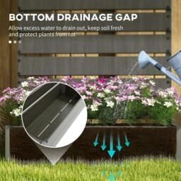 Rackhams Raised Bed for Garden, Planter with Trellis for Climbing Plants, Vines, Planter Box with Drainage Gap, Dark Grey - thumbnail 6