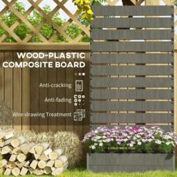 Rackhams Raised Bed for Garden, Planter with Trellis for Climbing Plants, Vines, Planter Box with Drainage Gap, Dark Grey - thumbnail 5