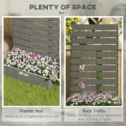 Rackhams Raised Bed for Garden, Planter with Trellis for Climbing Plants, Vines, Planter Box with Drainage Gap, Dark Grey - thumbnail 4