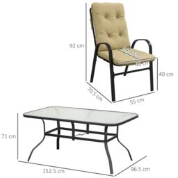 Rackhams Seven-Piece Garden Dining Set with Cushions - Beige - thumbnail 3