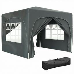 Rackhams 3 x 3(m) UPF50+ Pop Up Gazebo with Sides and Carry Bag, Dark Grey - 300L x 300W x 275H cm - Pop Up Canopy - Dark Grey - thumbnail 2