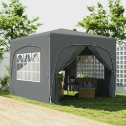 Rackhams 3 x 3(m) UPF50+ Pop Up Gazebo with Sides and Carry Bag, Dark Grey - 300L x 300W x 275H cm - Pop Up Canopy - Dark Grey