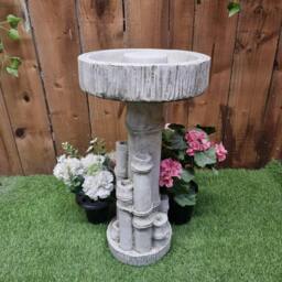 Rackhams Bamboo Design Stone Cast Birdbath - thumbnail 4