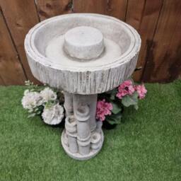 Rackhams Bamboo Design Stone Cast Birdbath - thumbnail 2