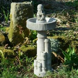 Rackhams Bamboo Design Stone Cast Birdbath - thumbnail 1