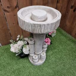 Rackhams Bamboo Design Stone Cast Birdbath - thumbnail 3