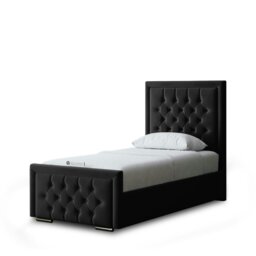 Rackhams Allegra Ottoman Bed with Upholstered Headboard - Black - Single / 3ft - thumbnail 2