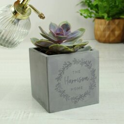 Rackhams Personalised Floral Wreath Concrete Plant Pot