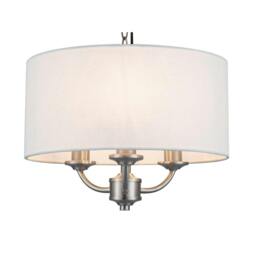 Rackhams Winston 3 Light Faux Linen Shade Pendant Light - Brass - thumbnail 6