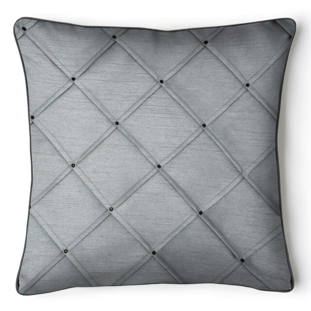 Rackhams Pintuck Pleast With Gem Stud Detail Cushion - 43cm x 43cm - Black