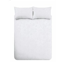 Rackhams Fleur Matelasse Jacquard 200 Thread Count Cotton Duvet Cover Set White - Single - White - thumbnail 5