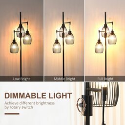 Rackhams Industrial 3-Light Floor Lamp Dimmable Standing Lamp - thumbnail 5