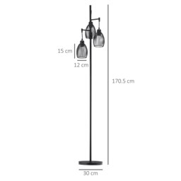 Rackhams Industrial 3-Light Floor Lamp Dimmable Standing Lamp - thumbnail 4