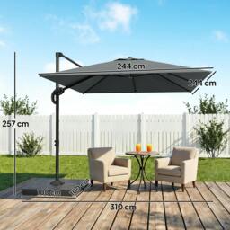 Rackhams 2.4 x 2.4 m Cantilever Parasol w/ Umbrella Weights - Dark Grey - thumbnail 3
