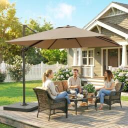 Rackhams 2.4 x 2.4 m Cantilever Parasol w/ Umbrella Weights - Dark Grey - thumbnail 6