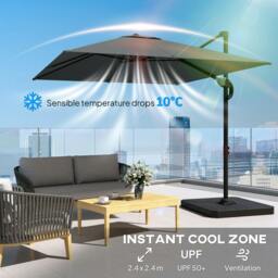 Rackhams 2.4 x 2.4 m Cantilever Parasol w/ Umbrella Weights - Dark Grey - thumbnail 5