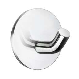 Rackhams Single Polished Chrome Stainless Steel Towel Hook (48mm) Self Adhesive Wall Mounted Round Bathroom Robe Hook