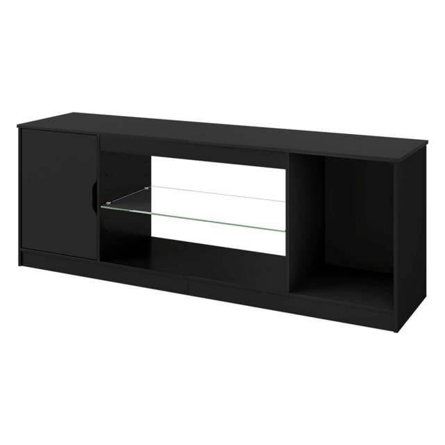 Rackhams TV Stand Entertainment Unit TV Cabinet Stand Storage with LED 140cm Black - image 1