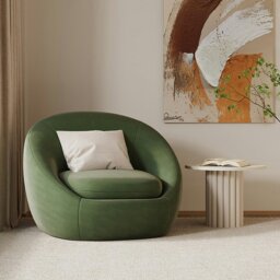 Rackhams Watanabe Round Lounge Chair, Green Or White - Green - thumbnail 1