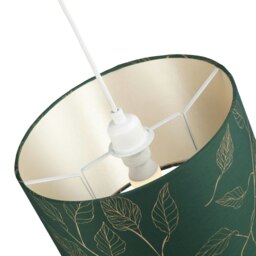 Rackhams Modern Forest Green Cotton Fabric Drum Lamp Shade with Gold Foil Floral Design - thumbnail 5