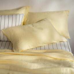 Rackhams Lemon Yellow French Linen 40cm Deep Fitted Sheets - King - thumbnail 2