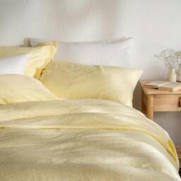 Rackhams Lemon Yellow French Linen 40cm Deep Fitted Sheets - King - thumbnail 3