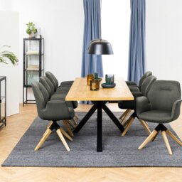 Rackhams Heaven Dining Table in Oak - Black - No - Brown - thumbnail 3