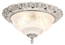Rackhams Traditional Satin Nickel and Floral Glass Flush Ceiling Light