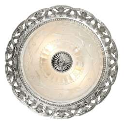 Rackhams Traditional Satin Nickel and Floral Glass Flush Ceiling Light - thumbnail 2