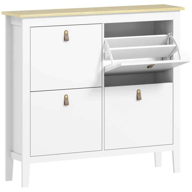 Rackhams Modern Four-Drawer Shoe Cabinet - White