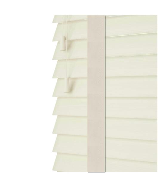 Rackhams Misty White Faux Wood Venetian Blinds with Tapes (130cm Drop) - 230cm - image 1