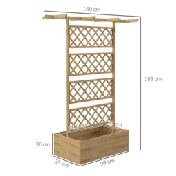 Rackhams Wooden Trellis Planter, Raised Garden Bed for Climbing Plants, Natural - 55 - thumbnail 6