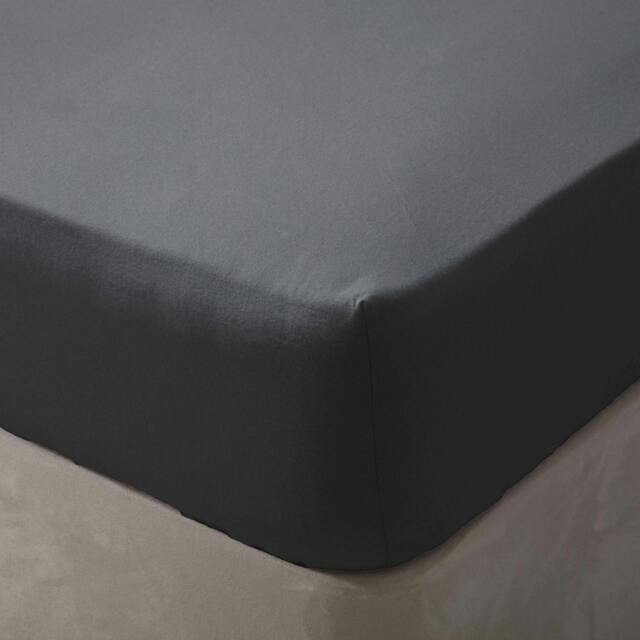 Rackhams Brushed Cotton Fitted Sheet - Charcoal - Single - Charcoal - 100% Brushed Cotton - image 1