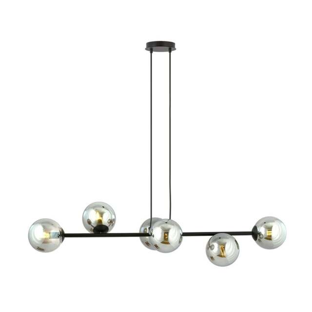 Rackhams ROSSI Pendant lamp  6 x E14 Black with Graphite Shade - image 1
