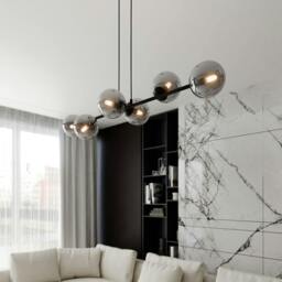Rackhams ROSSI Pendant lamp  6 x E14 Black with Graphite Shade - thumbnail 5