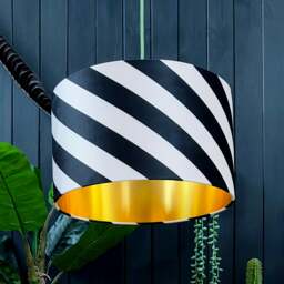 "Rackhams Liquorice Helter Skelter Velvet Lampshades With Gold Foil Lining - 60cm diameter x 25cm height / 24"" x 10""" - thumbnail 1