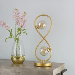 Rackhams Lena 2 Light Satin Brass Table Lamp - thumbnail 2