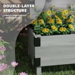 Rackhams 2-Tier Wooden Raised Bed with Trellis, Elevated Garden Planter - thumbnail 6