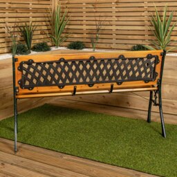 Rackhams 2 Seater Outdoor Wooden Cast Iron with Lattice Design Garden Patio Bench - thumbnail 6